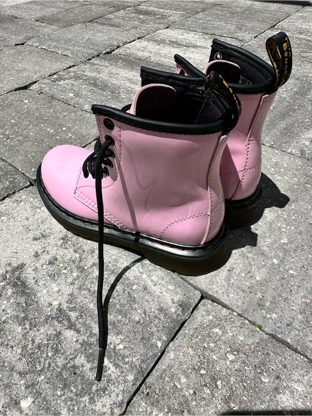 Dr. Martens Pink Patent Lace-Up Combat Boots
